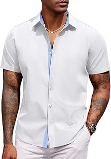 COOFANDY Men's Short Sleeve Button Down Shirts Casual Summer Dress Untucked Shirts