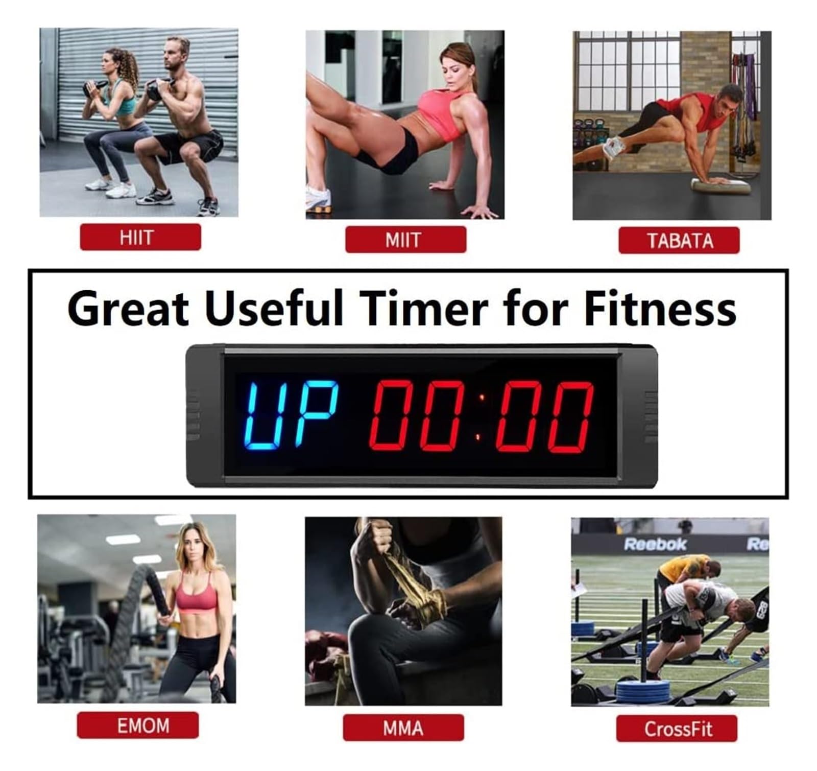 Timer palestra, Timer da palestra for allenamento con controllo remoto e tramite telefono App LED Intervallo di Allenamenti Orologio Conto alla rovescia