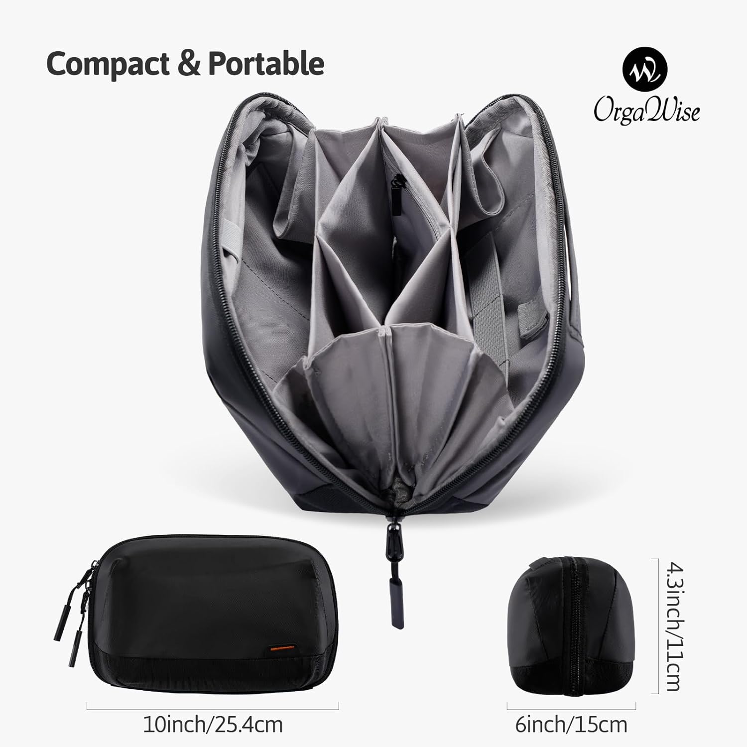 OrgaWise Electronics Organizer, Electronic Accessories Bag Travel Cable Organizer Three-Layer for iPad Mini, Kindle, Hard Drives, Cables, Chargers - Image 2