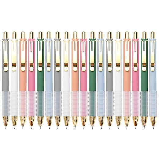 Linbsunne Ballpoint Pens Black Medium Point 1mm with Super Soft Grip Ball Point Pen for Men Women Retractable(gold-18 pcs)