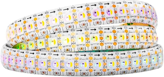 BTF-LIGHTING RGBW RGBNW RGB+Natural White SK6812 (Similar WS2812B) Individually Addressable 3.3ft 144LEDs/Pixels/m Flexible 4 Colors in 1 LED Dream Color LED Strip IP65 Waterproof DC5V White PCB