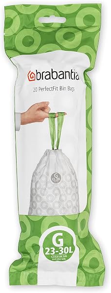 Brabantia Sacs Poubelle PerfectFit Multipack (Code G/23-30 Litres) Ultra Résistant, Poignées Coulissantes, 6 rouleaux (120 Sacs) 138423 Blanc - 2