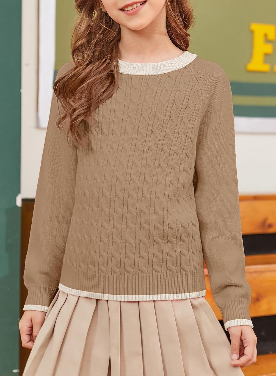 DOKOTOO KIDS Girls Sweaters Preppy Crewneck Long Sleeve Knit Pullover Sweater 6-13 Years, Comfortable and Stylish