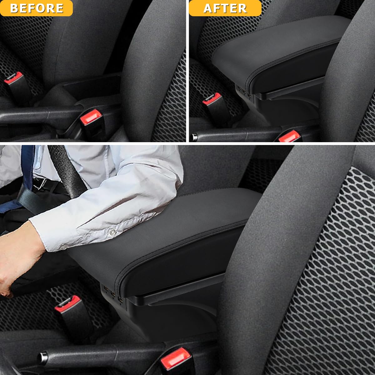 MARCHFA Armlehnen Mittelkonsole für Golf 6 MK6 2008-2013 Autozubehör Armlehne Box mit 3 USB-Ladeanschlüssen