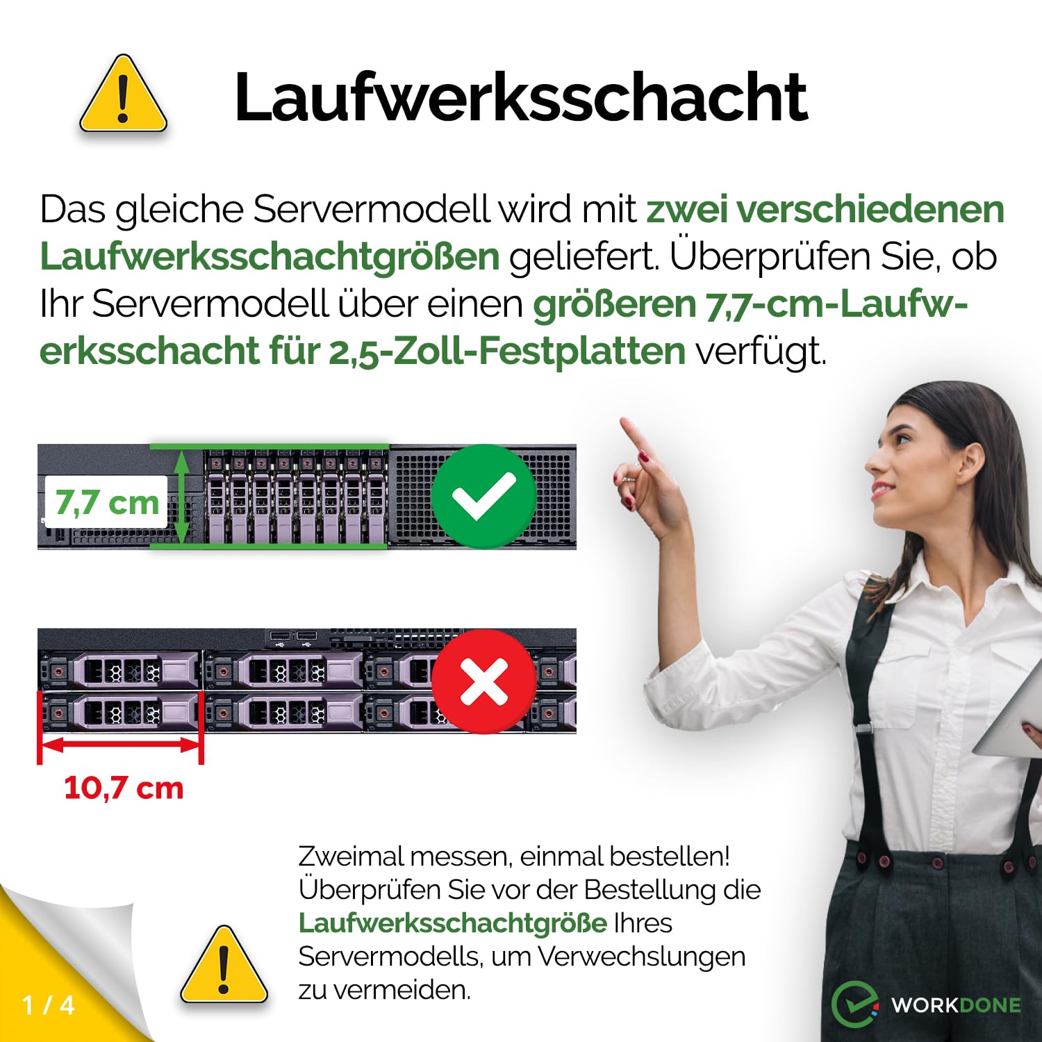 WORKDONE 4er Pack - 2,5-Zoll Hard Drive Caddy Tray Festplattenrahmen - kompatibel für Dell PowerEdge Servern - T440 T640 R330 R430 T430 R630 T630 R730 R830 R930 R320 R420 - HDD Träger Rahmen
