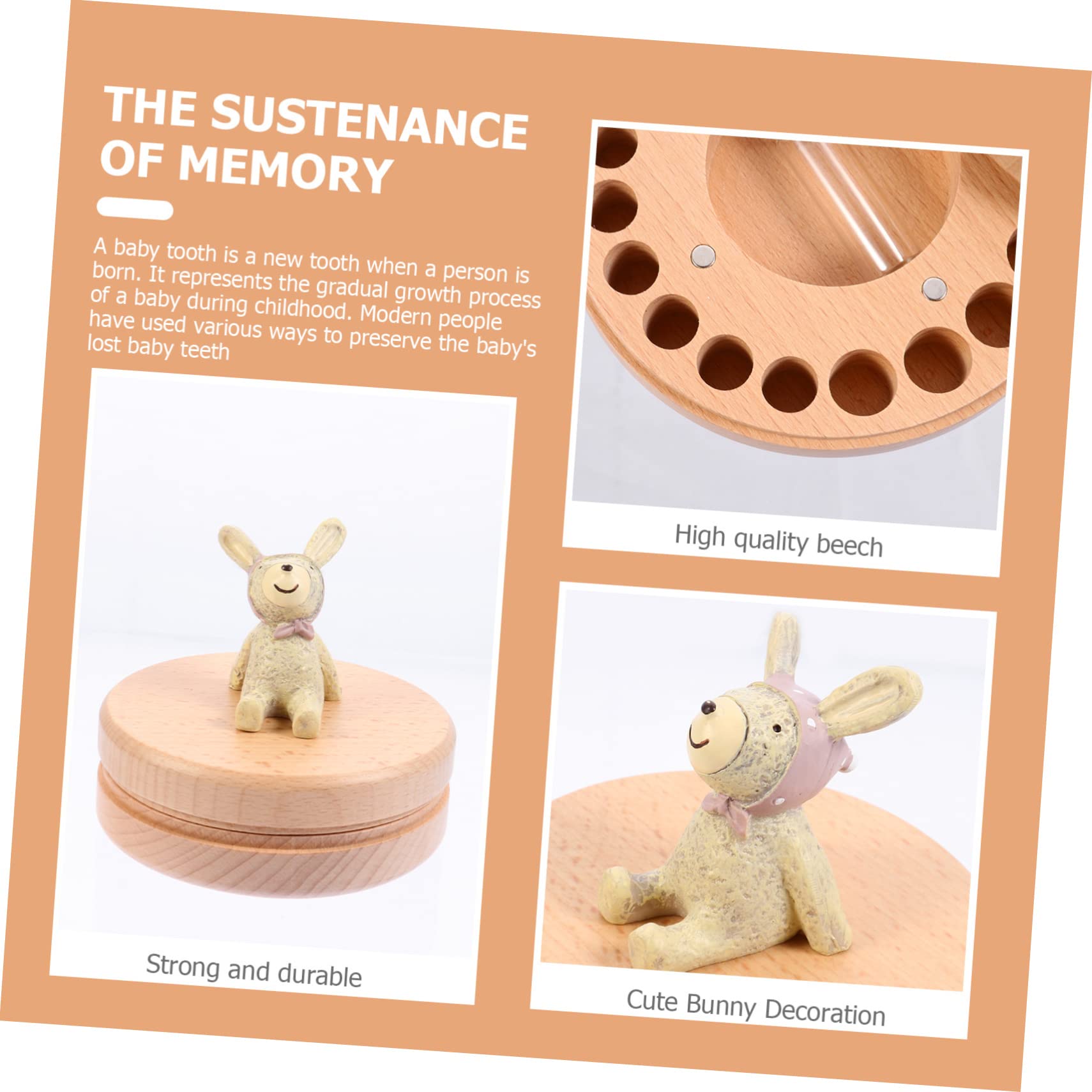 NOLITOY Caja de Recuerdos para Dientes de Leche Tabla de Dientes de Leche de Madera, Color Beige para Niños en Navidad y Año