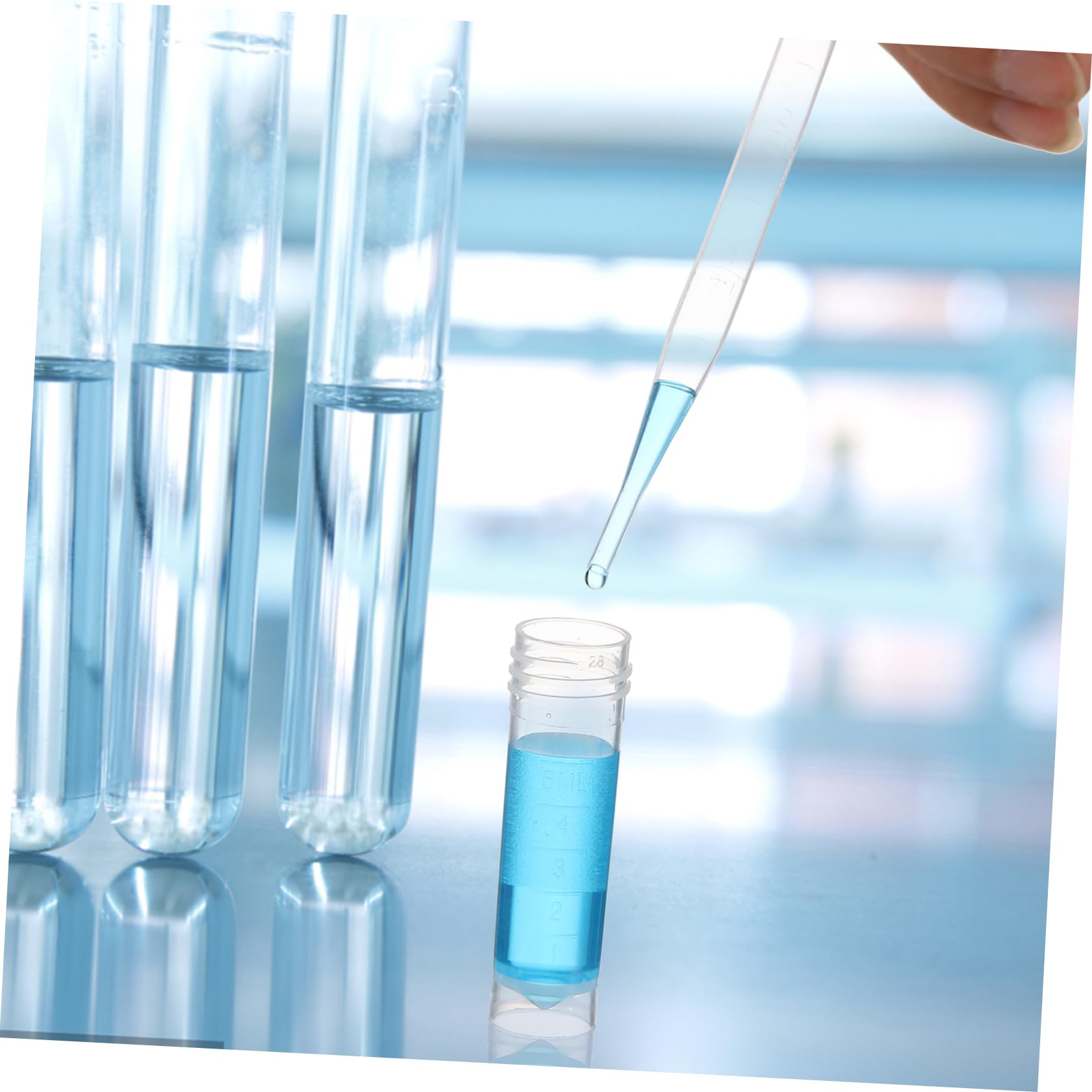 COSMEVIVI Laboratory Containers Set 50pc Sample Bottles Tube Lids Plastic Test Bottles Pipettes Liquid Transfer Microbiology Research