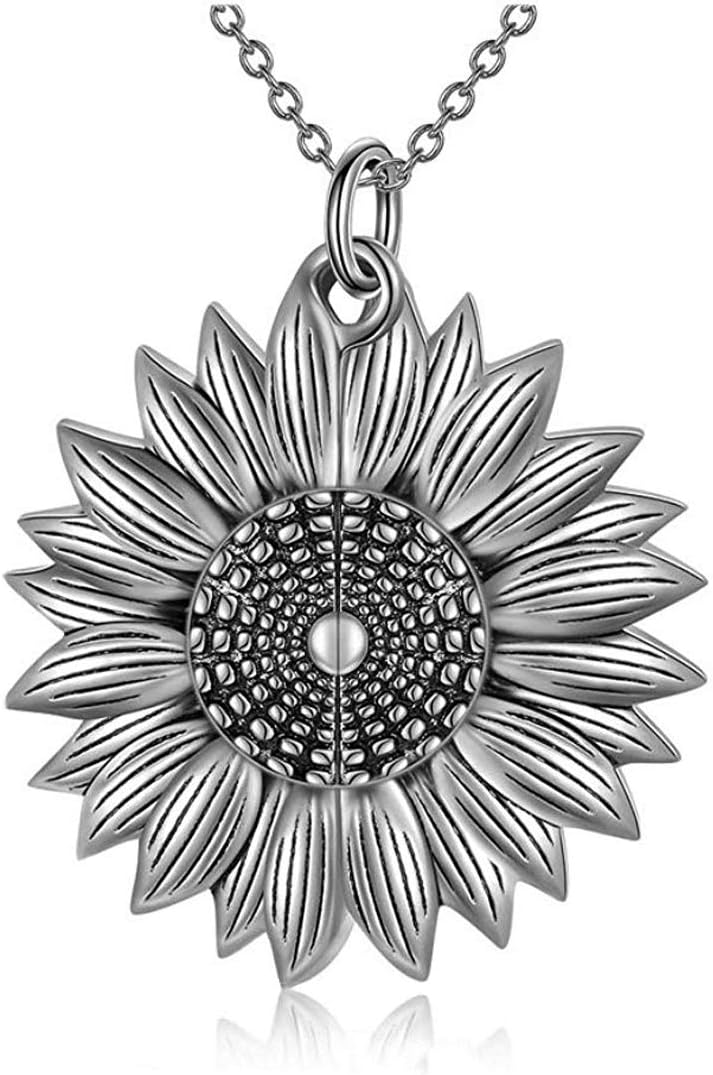Sterling Silver Sunflower Locket Necklace You Are My Sunshine Engraved Pendant Necklaces Anniversary Jewelry for Her - Image 5
