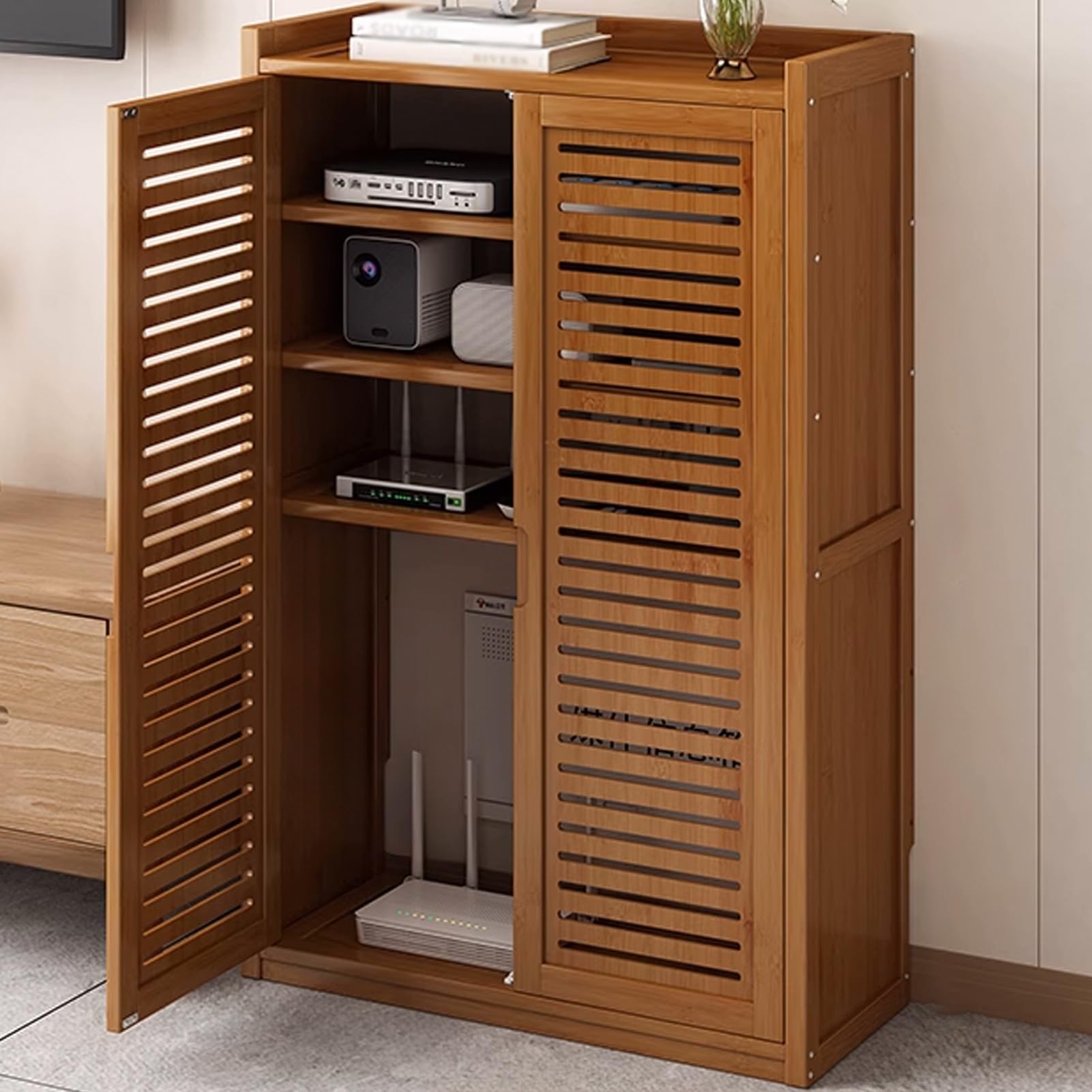 Mueble organizador for router wifi, armario independiente, caja decorativa de suelo for router, caja oculta for la organización del hogar y la oficina(97cm/38.2in)