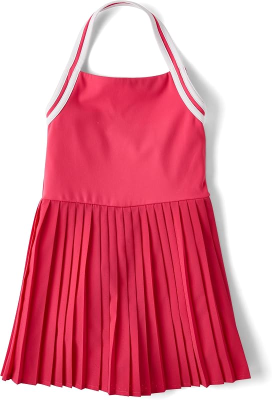 The Children's Place Girls' Active Sleevless Quick Dry Halter Pleated Tennis Dresses