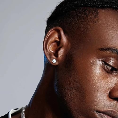 Vista 6 de RINEY&KY Aretes de moissanita Aretes de diamante de laboratorio para mujeres y hombres, aretes de moissanita, aretes de moissanita chapados en oro