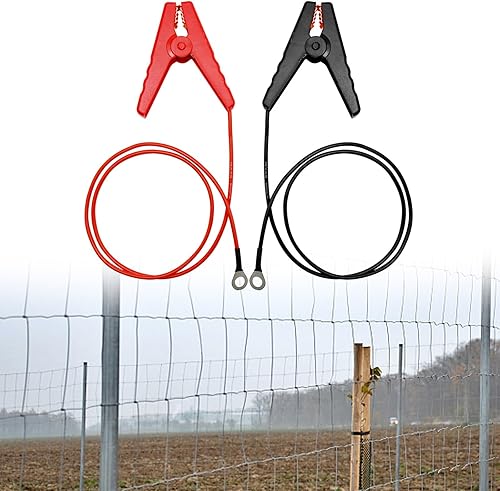 Miniatura 5 de laffoonparts Juego de 2 cables eléctricos para valla con clip de cocodrilo, conector eléctrico solar para cerca, conexión de alambre eléctrico
