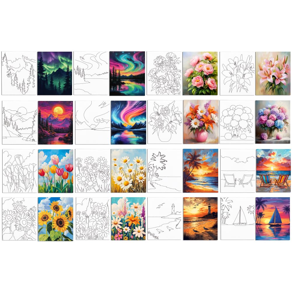 Toile imprimée de fleurs paysage pour kit de peinture artistique et anniversaire