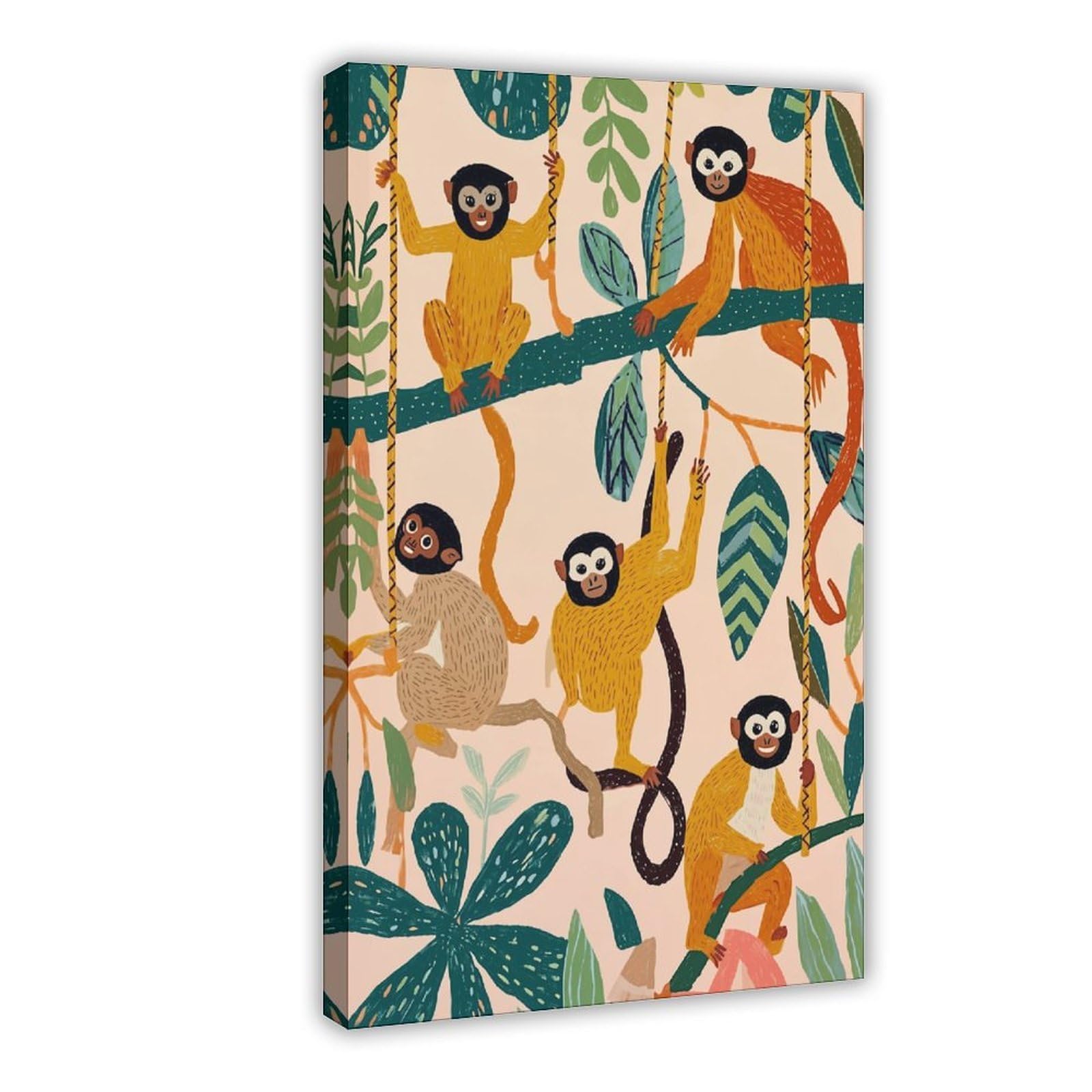 DFHJL Monkeys Swinging On Jungle Vines Poster Canvas Poster for Bedroom Decor Gift