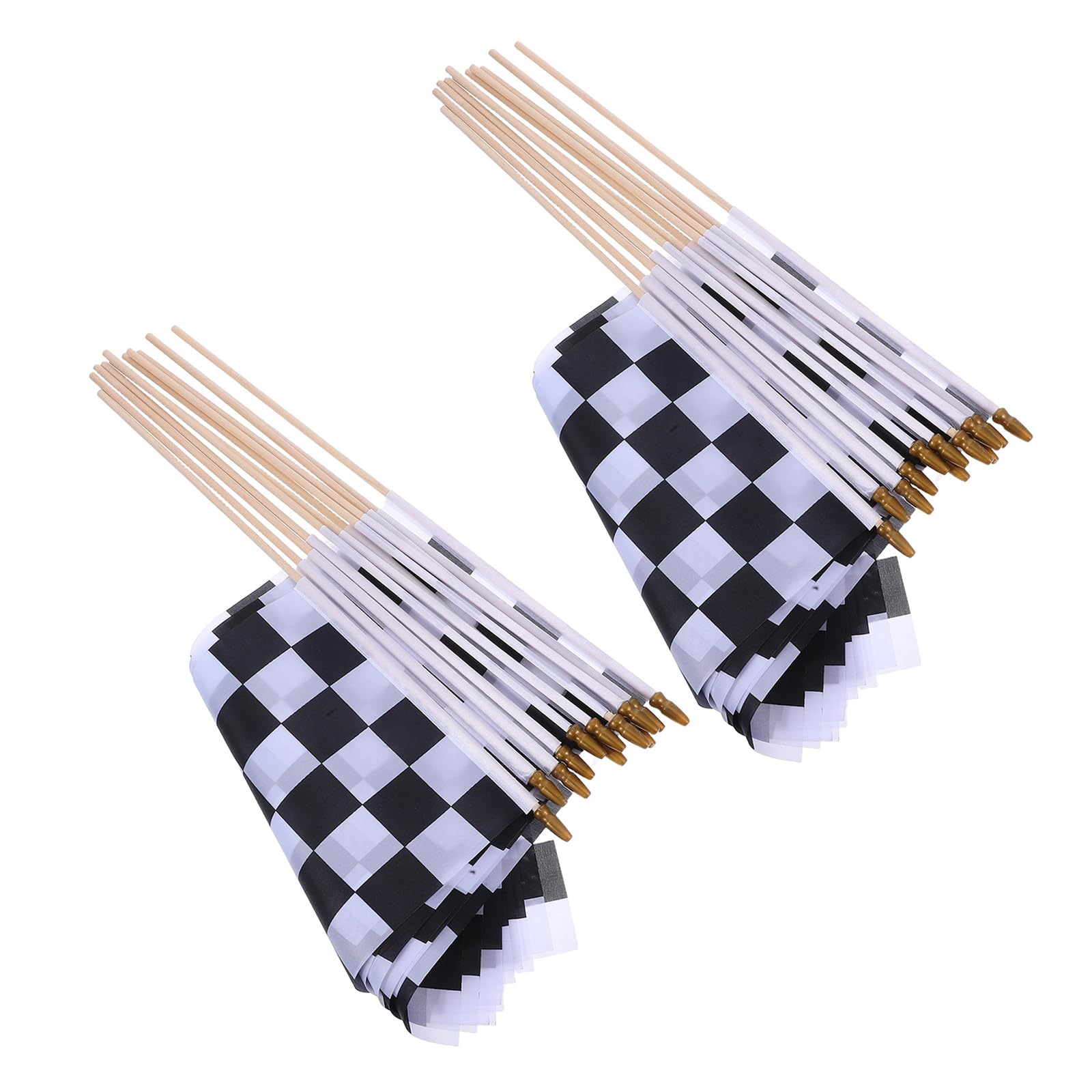 Drapeaux de course noir et blanc 21x14cm avec bâton bois 30 cm