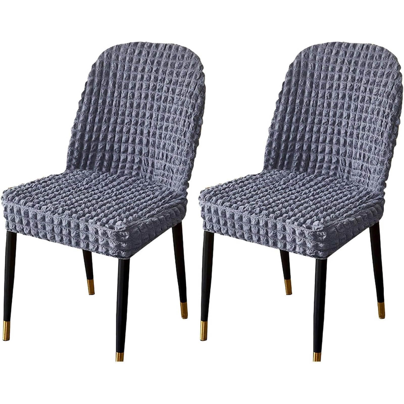Leomix I Set Of 1/2/4/6 Seersucker Stretch Green Dining Room Chair Slipcovers, Stretch Curved Back Chair Cover Removable Accent Chair Slipcover,,2Pack