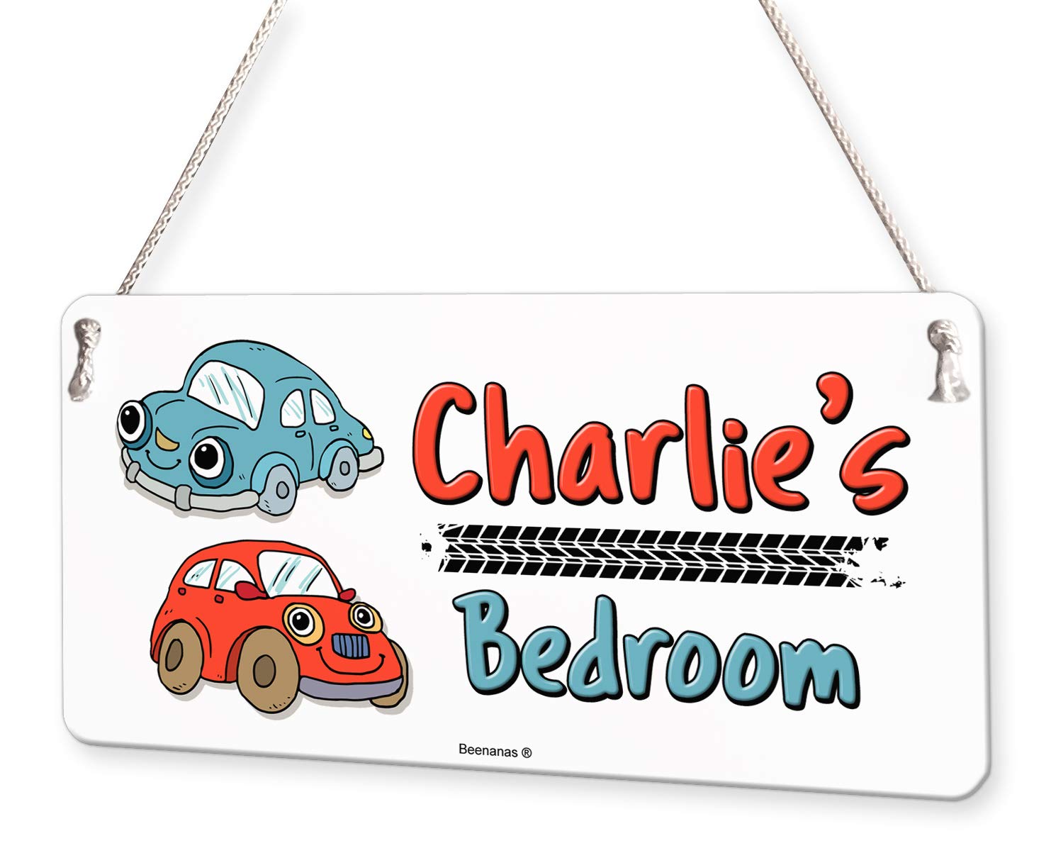 Beenanas Car Cartoon Personalised Childs Bedroom Door Sign Name Plaque