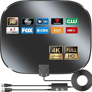 TV Antenna for Local Channels, Digital Antenna for Smart TV | 5000+ Miles Range Upgraded TV Antennas for Local Channels, Support 4K 8K 1080p with Signal Booster-18FT Coaxial Cable