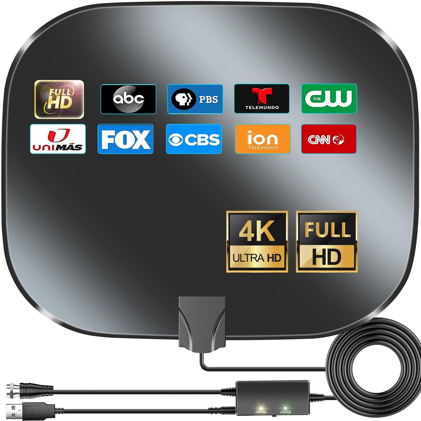 Antenna Digitale per Canali Locali, Antenna TV per Smart TV | Antenna digitale per canali locali, 4K 8K 1080p HD con amplificatore di segnale, cavo coassiale da 4 m