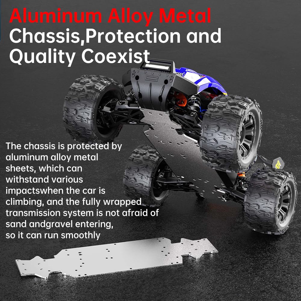X-Verse 1:14 100 KM/H Macchina Telecomandata Professionale, 4WD Impermeabile Auto Telecomando Motore Brushless, 2,4 GHz All Terrain Offroad RC Truck Truggy per adulti-3 batterie (Giallo)
