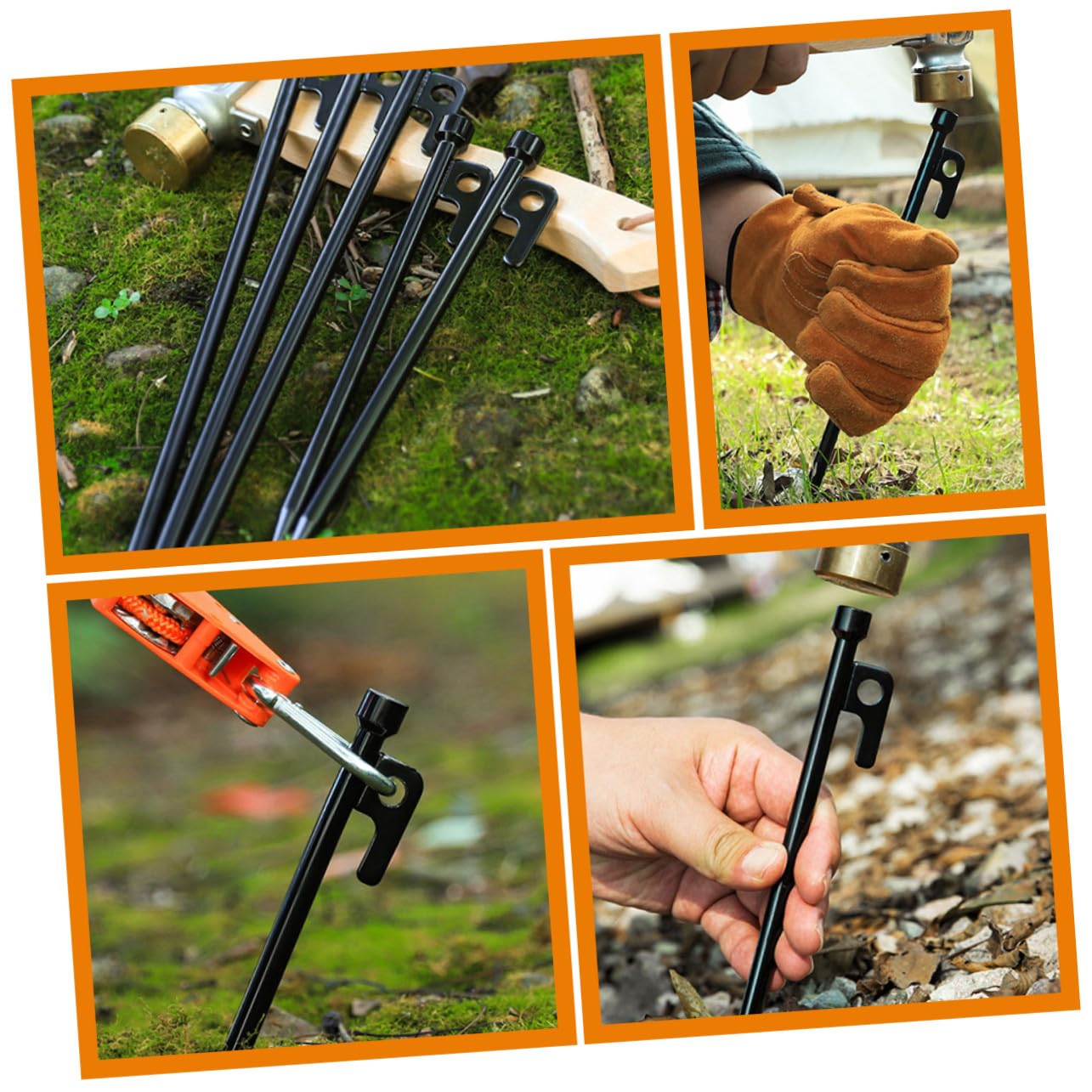 Yardwe 10 pièces Piquets de Camping en Fonte Piquets de Tente Robustesse Renforcée Fixation Sol pour Accessoires Réutilisables Anti-Vent pour Tentes et Bâches Outdoor
