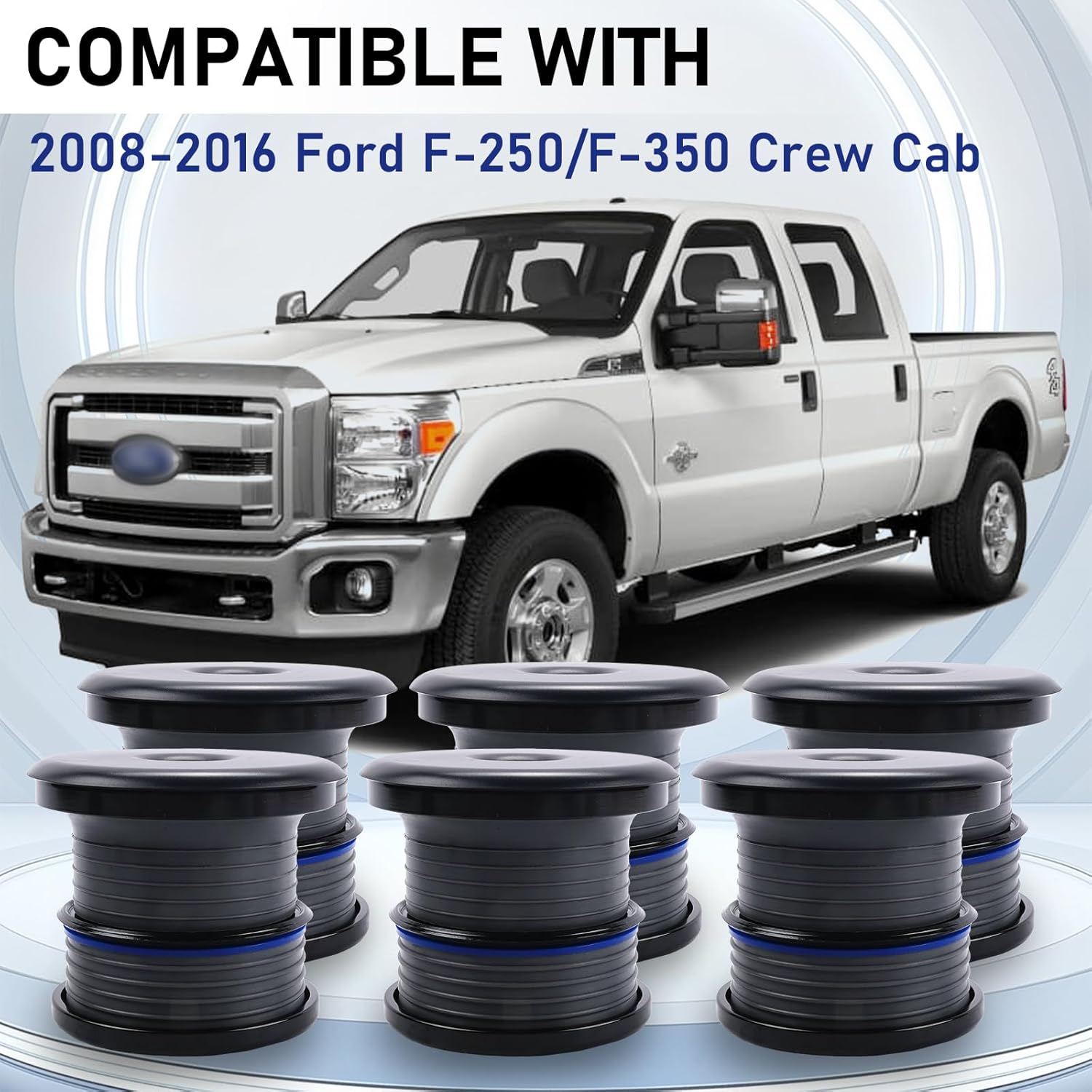 Silicone Body Mount Kit Compatible with Ford F250 F350 2008-2016 Crew Cab, Regular Cab, Extended Cab, 6 Pack