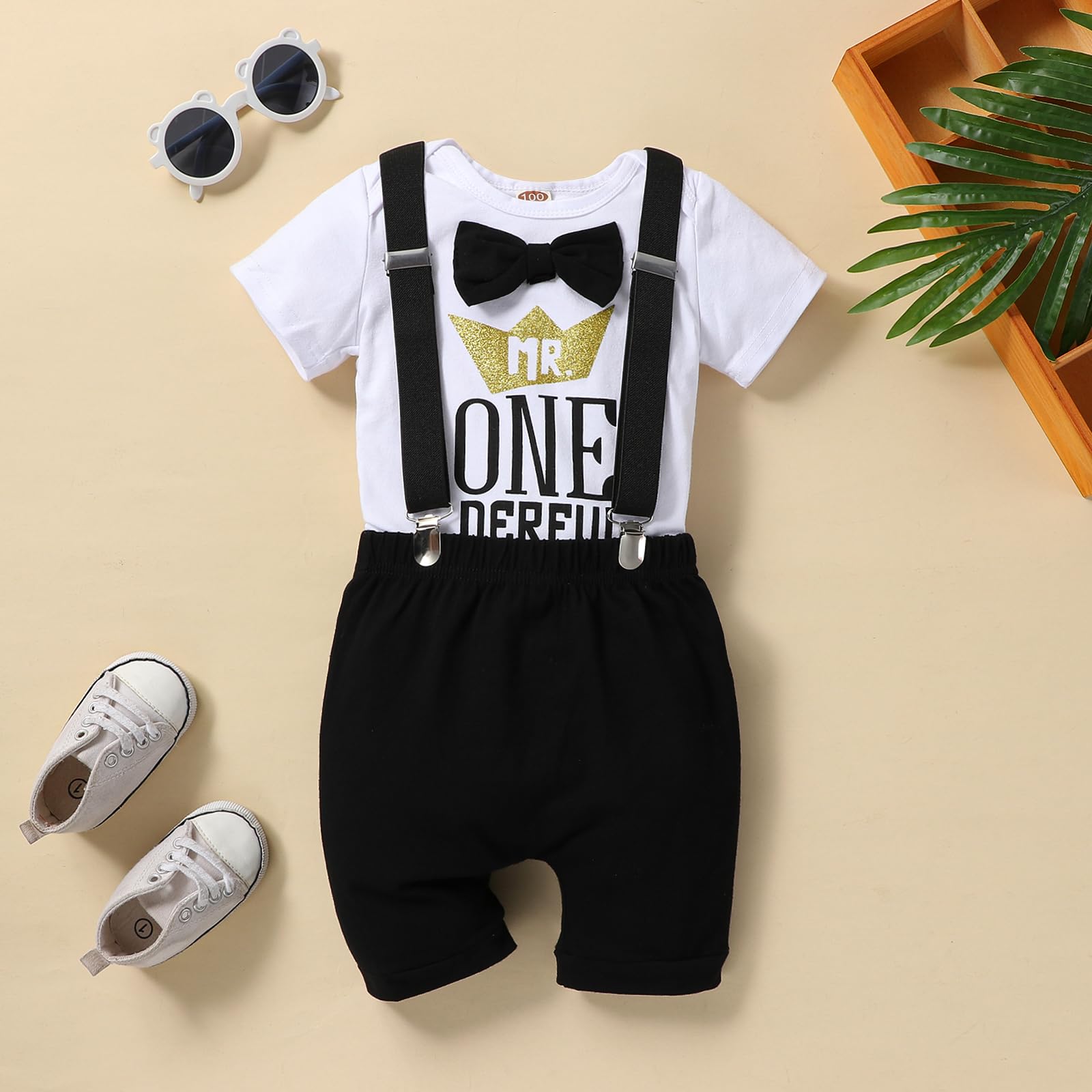 Baby Boy Fun 1st Birthday Bow Tie Bow Tie Gentleman Adjustable Suspender Pants Sub Cake Set