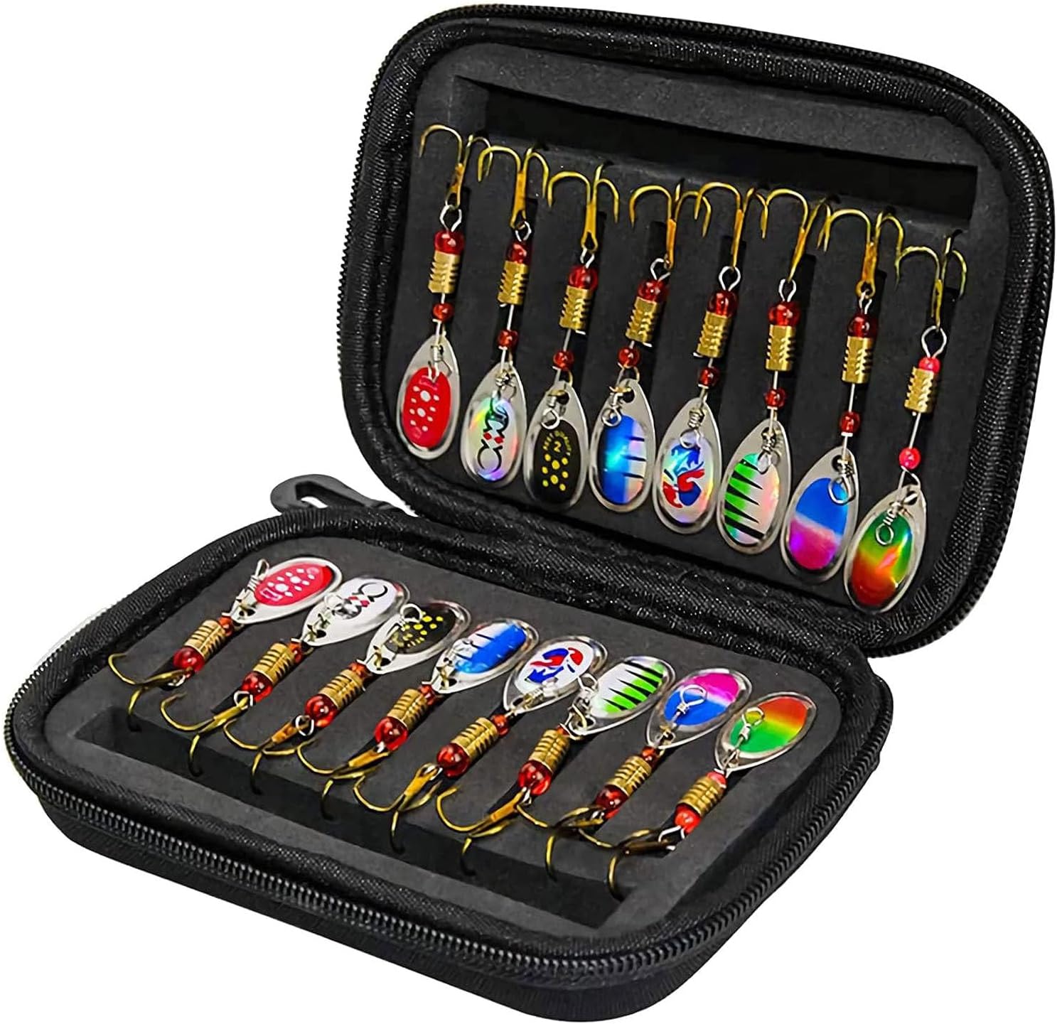 Aneew16pcs Spinners Spoons Crankbaits Bass Fishing Lures Gear Kit Metal Swivel Sequins Trout Rig Jigs Hooks Angling Tackle Box Accessories Pike Walleye Salmon Perch Freshwater Saltwater