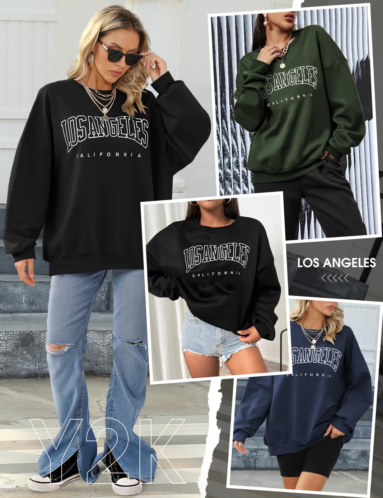 Voqeen Felpa Donna Lunga Invernale Classica Oversize Hoodie Casual Los Angeles Tuta Donna Sport Fitness Outdoor