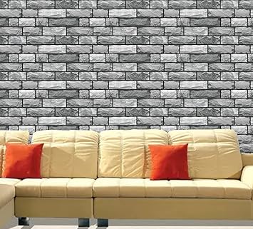 ALL YOUR DESIGN Self Adhesive Brick Design Wallpaper Wall Sticker for Home Decor, Living Room, Bedroom, Hall, Kids Room, Play Room (brick-wallpaper-pt03-05-10sqft)