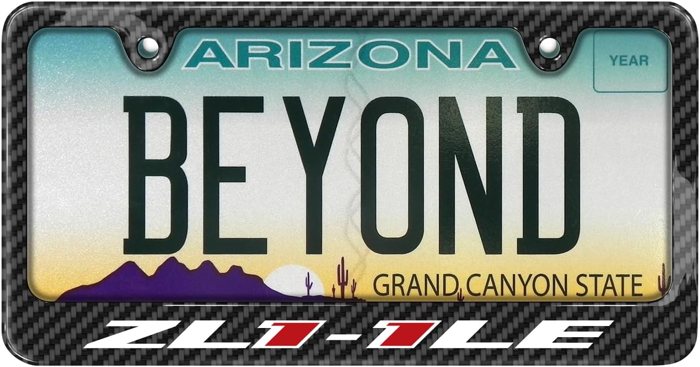 iPick Image for Chevrolet Camaro ZL1-1LE Black Carbon Fiber Look ABS Plastic License Plate Frame is Official Licensed