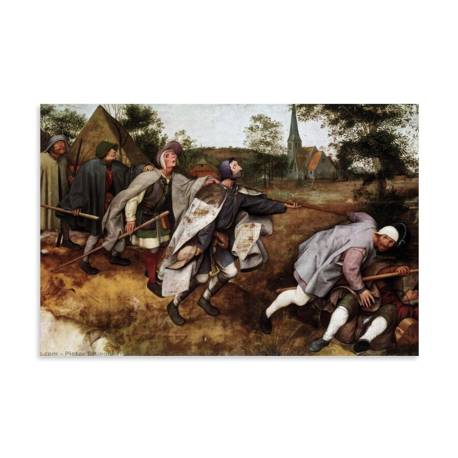 Yiqusoft Unframe-Style Pieter Bruegel The Elder The Blind Leading The Blind 1568 Poster Room Aesthetic Print Art Wall Painting Canvas Modern Bedroom Decor 16X24inch(40X60cm)
