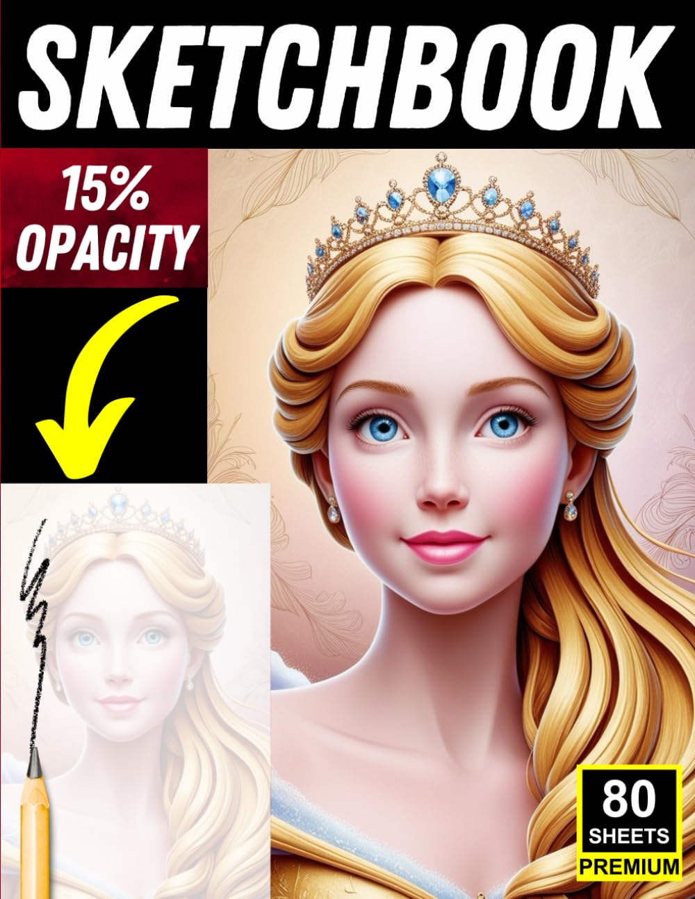 Royal-themed sketchbook - Portrait Tracing: 80 Light-Opacity Pages for Drawing, Tracing & Skill Improvement