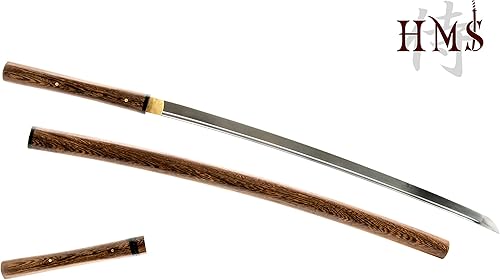 Miniatura 8 de HMS Katana japonesa Samurai Shirasaya, acero al carbono 1045, forjada a mano templada térmicamente, espiga completa, funcional