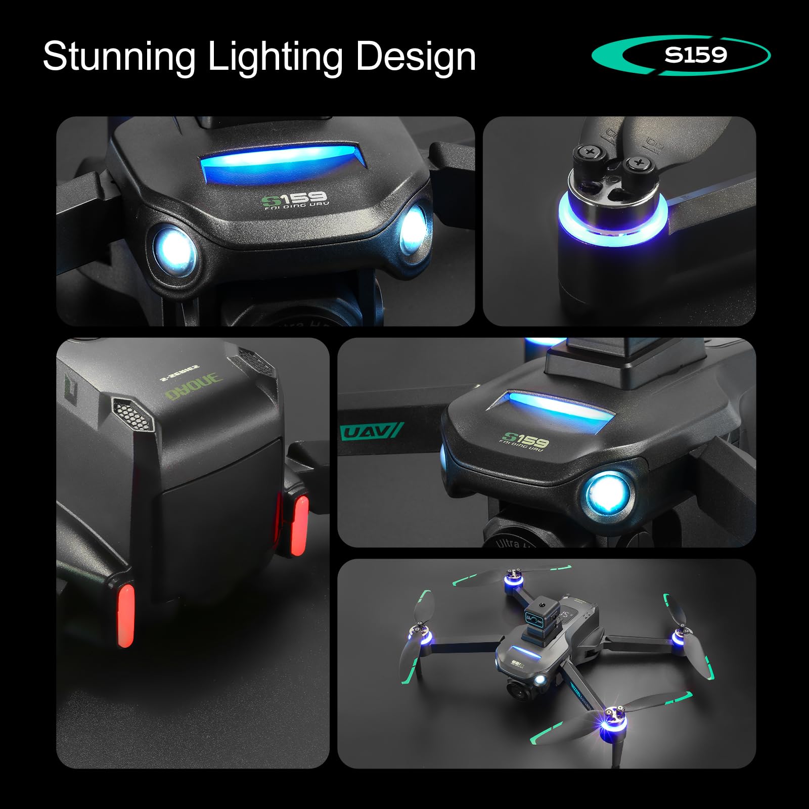 S159 Drone con Telecomando Schermo 5G e GPS, OAS 2.0 Evitamento Ostacoli, Doppia Fotocamera Elettrica HD, 25 Minuti Autonomia, Segui-Intelligente - Drone con Motori Brushless e Ritorno GPS per Adulti