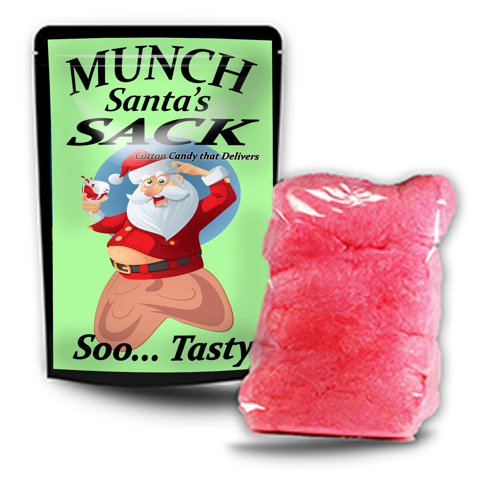 GearsOut Munch Santa’s Sack Cotton Candy - Christmas Candy for Adults, Pink, Gluten-Free, Made in America, 1 Oz