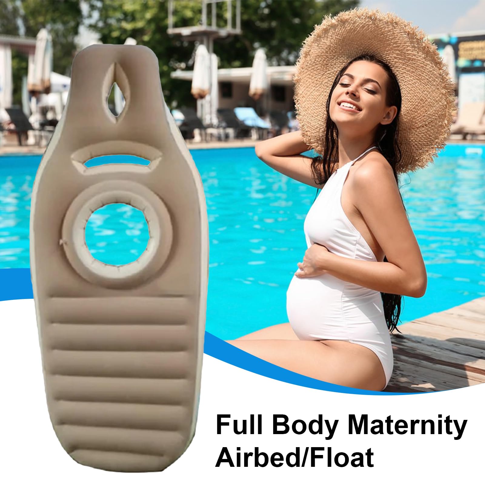 Flotador de piscina para mujer embarazada, balsa antideslizante para maternidad, tumbona de playa para embarazo, tumbona de playa de PVC grueso, con agujero para el vientre para mujer, patio trasero y