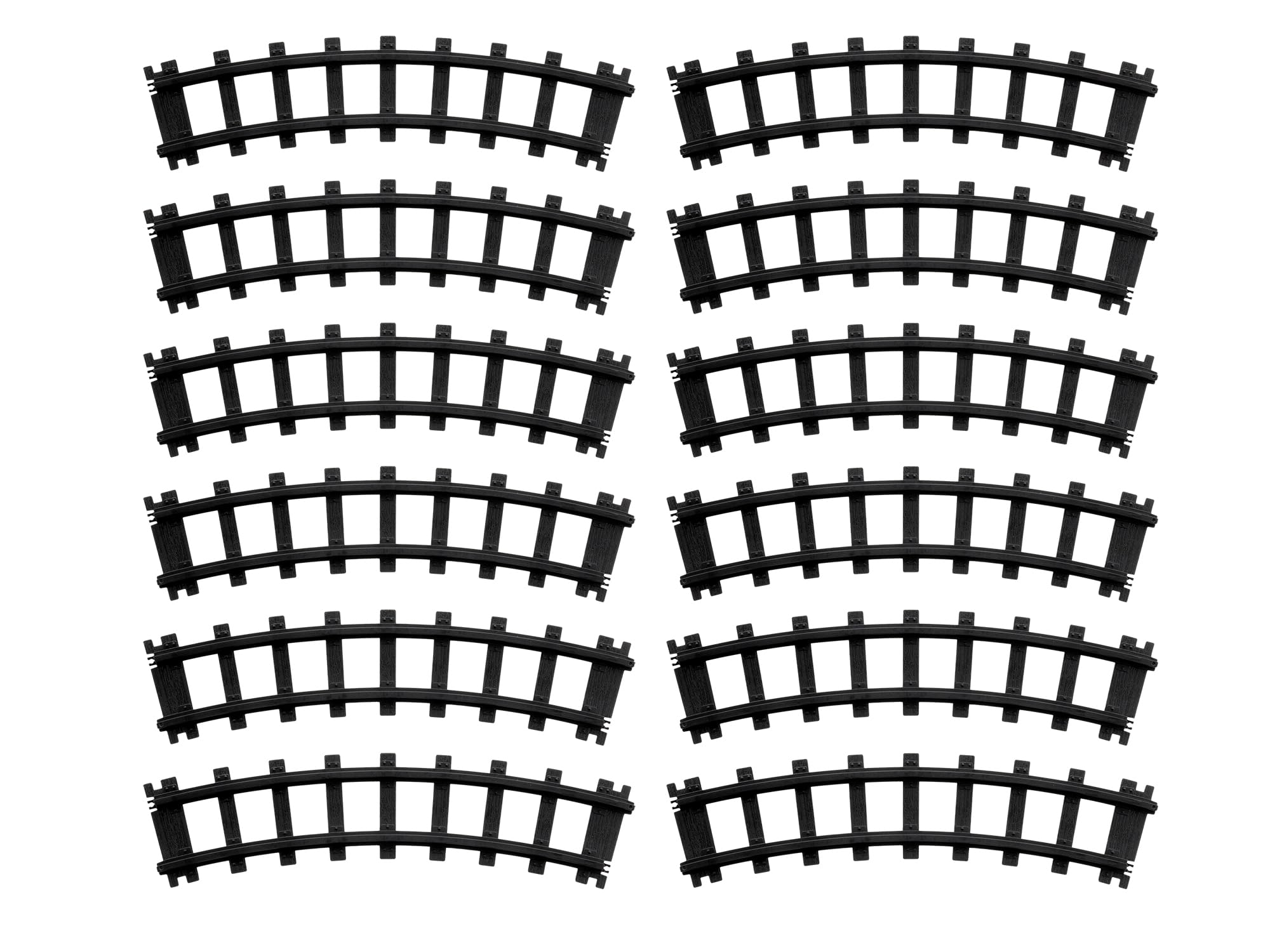 Lionel Battery O Gauge Curved Track Pack – 12-Piece Black Plastic Train Track Set, Snap-Together Expansion for Battery O Gauge Train Layouts, Ages 4+