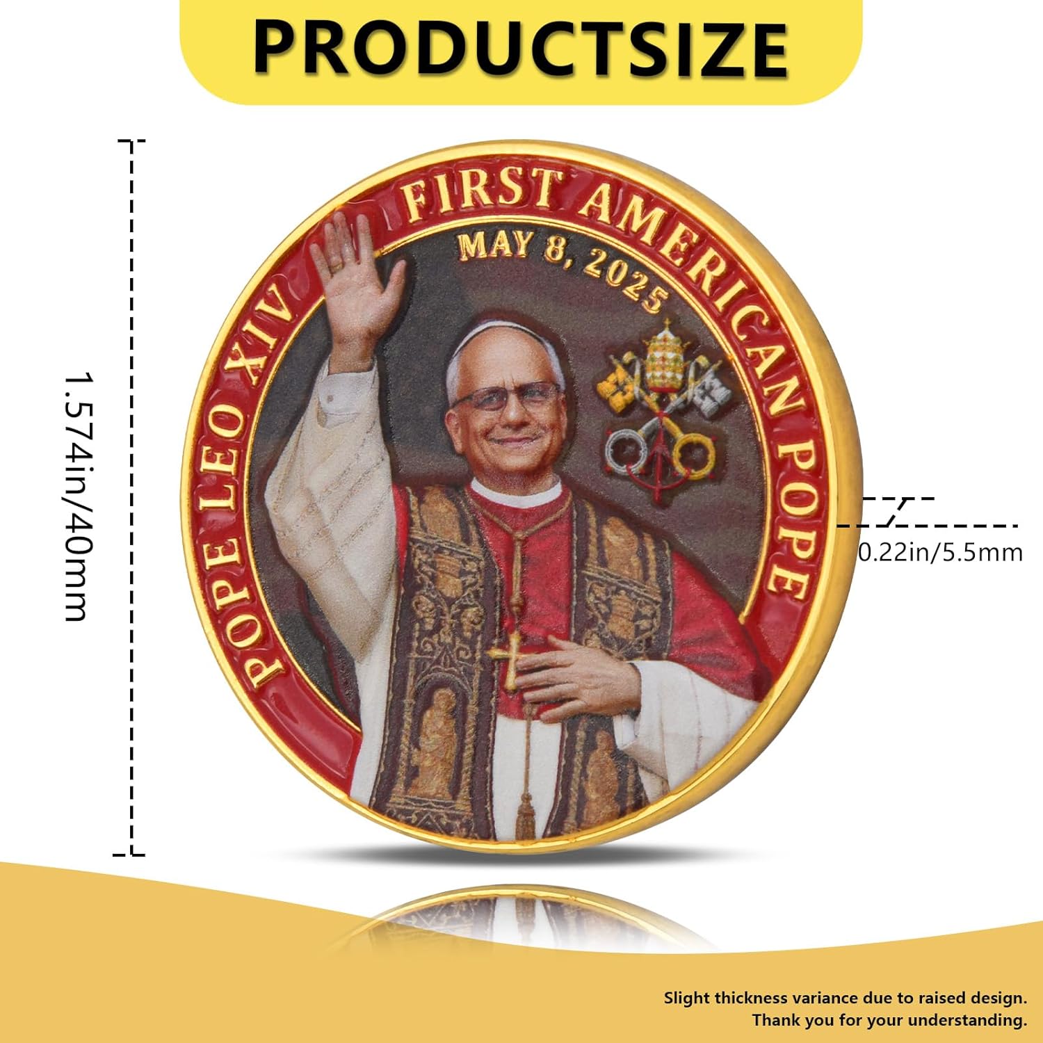 Pope Leo XIV Challenge Coins (5-Pack) – First American Pope 2025 Medallions with St. Peter’s Basilica Design – Zinc Alloy Collector Coins with Clear Acrylic Protective Cases