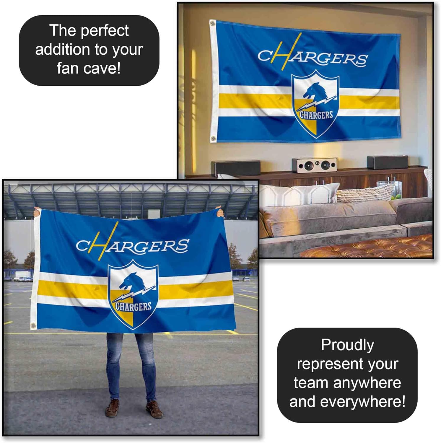 Chargers Throwback Vintage Retro 3x5 Banner Flag - Image 5