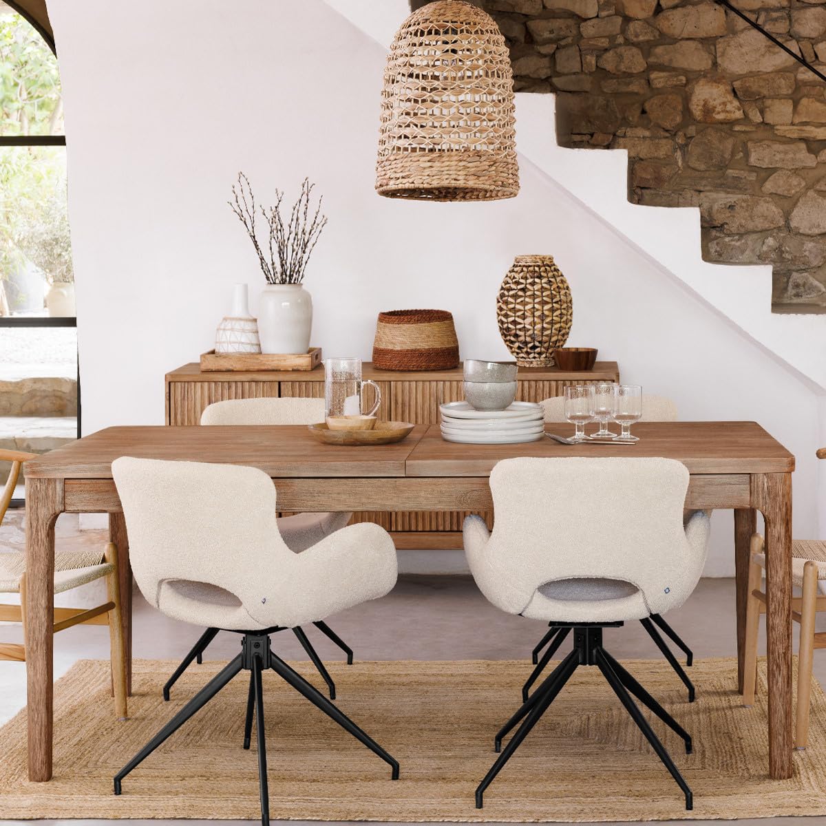 Atmosphera - Table à Manger Sabor Extensible, 8 Personnes, Bois d'Acacia, 180 à 260 cm - pour Salle à Manger, Salon