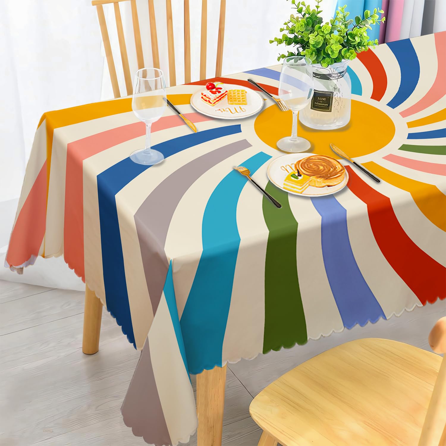 iEvery Tischdecke landhausstil Tischdecke Wasserdicht Anti-Falten Table Cloth für Küche, Esstisch, Couchtisch, Parteien, Abendessen