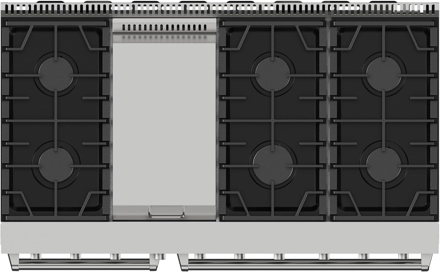 Kenmore PRO 48" Gas Range with Dual Oven, True Convection & Air Fry, 7 Burner Cooktop with Griddle, 7.6 cu ft Capacity, Front Control Freestanding, Pizza, Defrost, Steam Clean, Stainless Steel