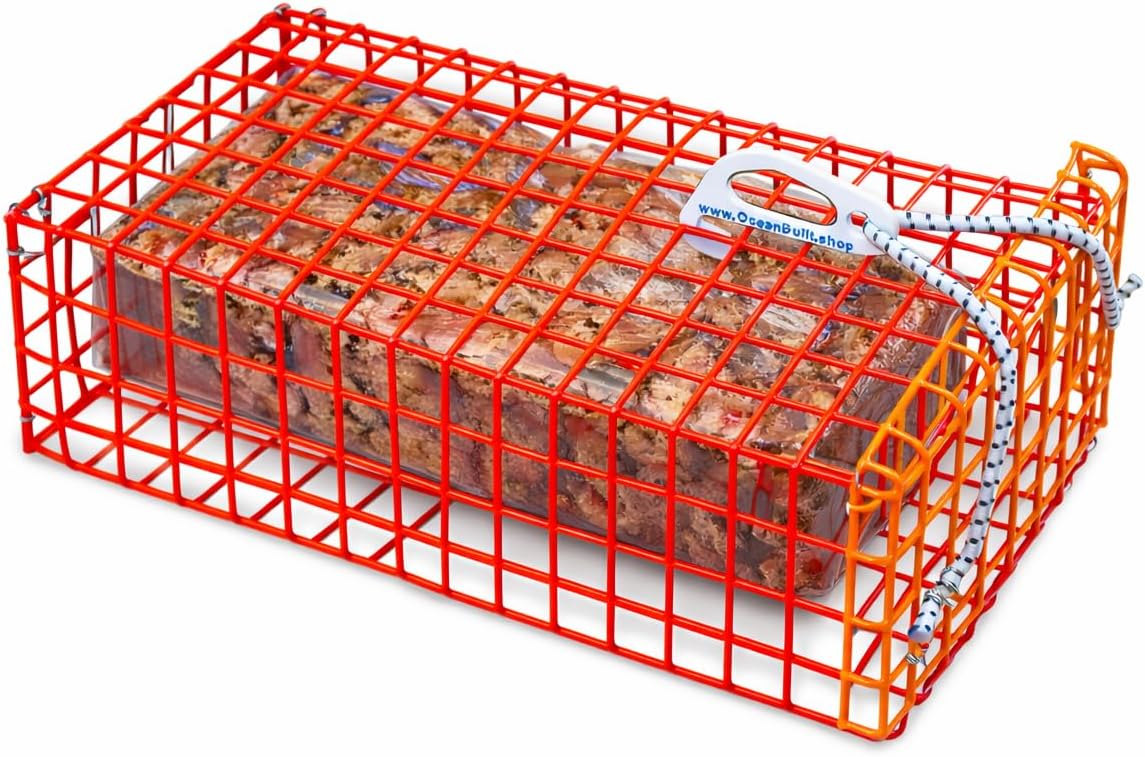 Heavy-Duty Fishing Chum Box – 12” x 7” x 4” PVC Coated Wire Chum Cage – Fits Standard Frozen Chum Blocks