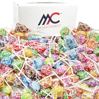 ORIGINAL (1 Pound) Mix Lollipops Bulk Bag, Suckers Hard Candy, Gluten Free Candies, Assorted Flavors, Individually Wrapped Lollipops for Any Occasion! BY MAJUU CONNECT Brand