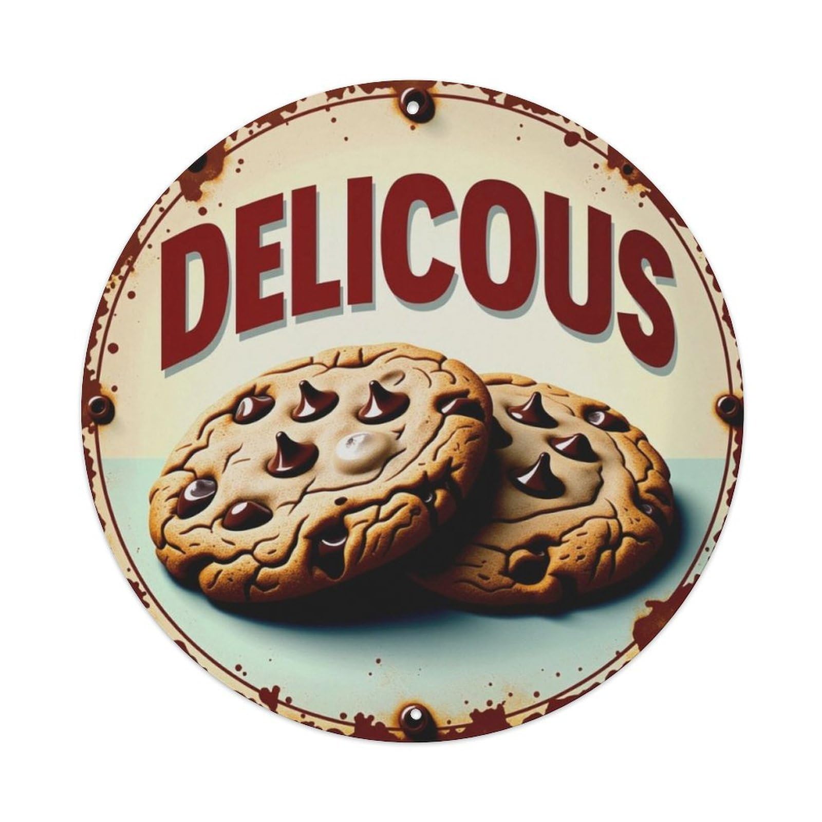 Ldfuieksufg Style Vintage Delicious Cookie Sign Vintage Aluminium Metal Sign, Retro Wall Decor For Home, Bar, Garage & Farmhouse 20X20cm