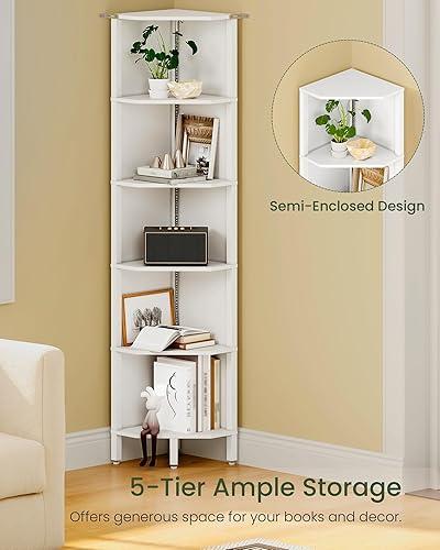 Miniatura 6 de Estante de esquina LED con luces, estantería en forma de diamante de 5 niveles, organizador de almacenamiento estrecho de pie para sala de estar,
