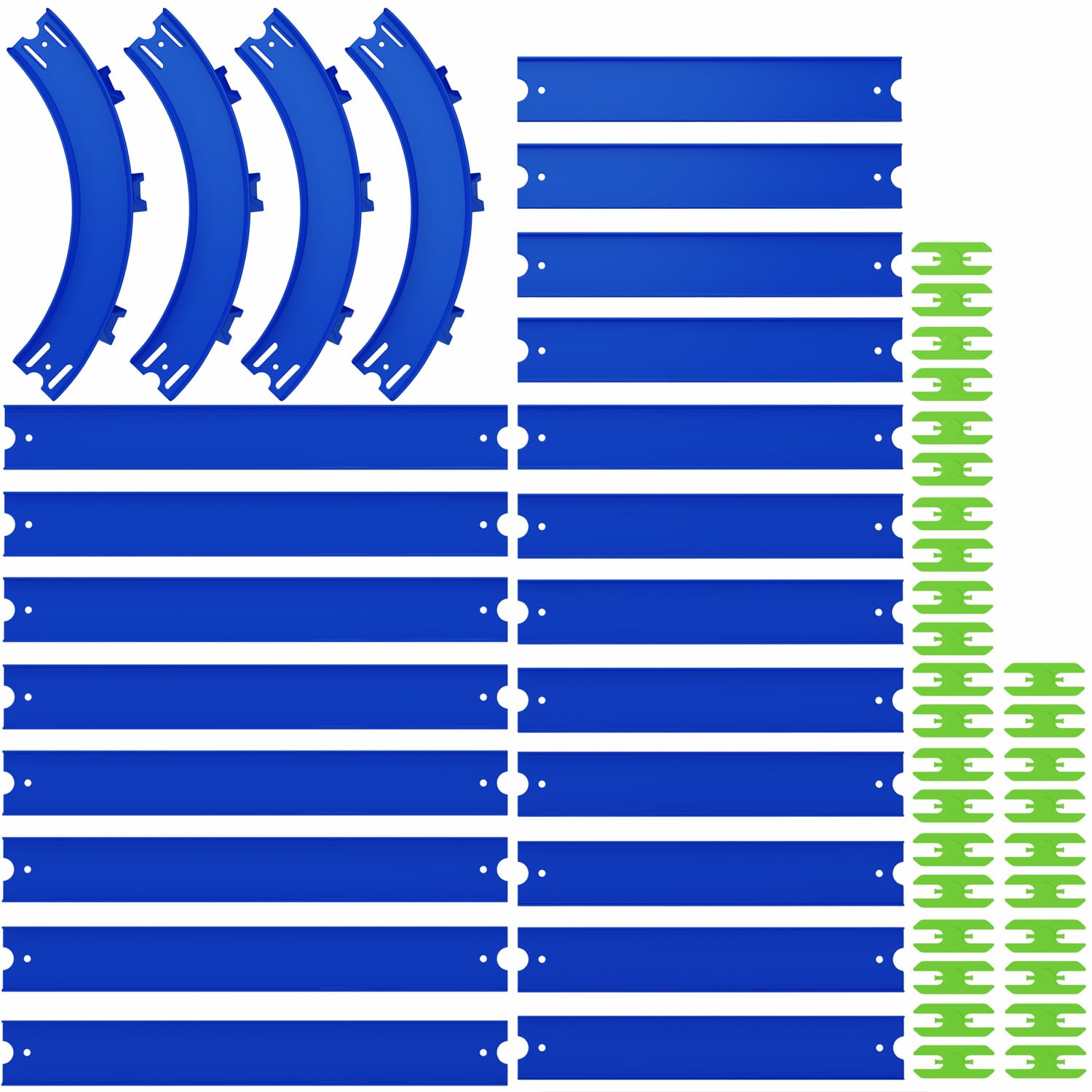 Straight & Curved Track Compatible with Hot Wheels - 24-Piece 1:64 Scale Raceway Expansion (20 Feet Total) - Straights, High-Banked Curves & Connectors