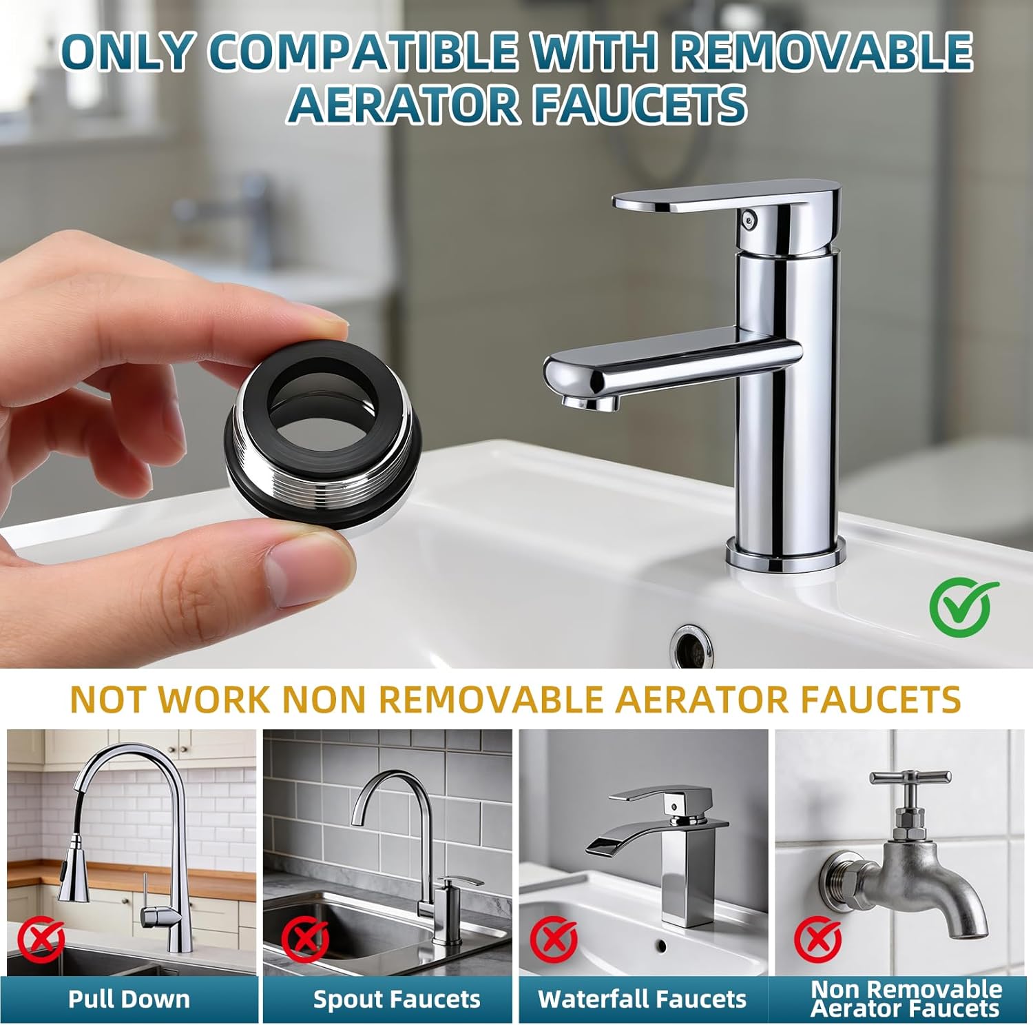 Indoor Sink Hose Attachment for Kitchen Sink or Bathroom Sink Faucet - (50FT) Sink Hose with 7 Adapters, Watering Houseplants, Dog Washing, Household Cleaning, Car Washing, 10-Function Nozzle