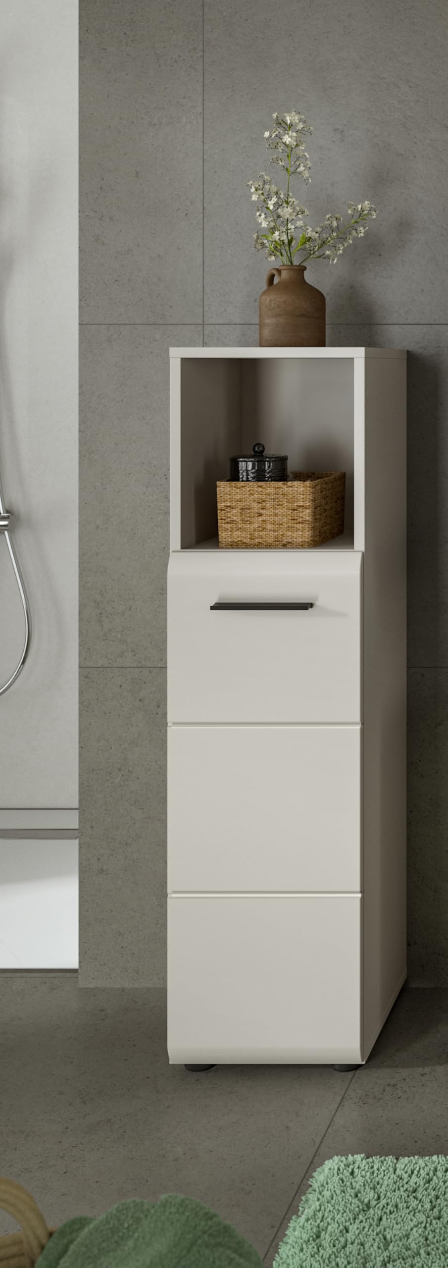 xonox.home – Midischrank Ice 30x110x30 cm in Kaschmir Melamin und Kaschmir matt – Ideale Lösung für jedes Badezimmer – Elegantes Möbelstück – Bild 3